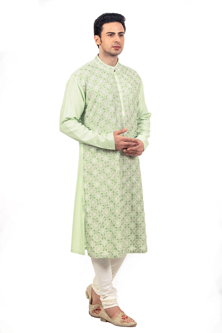 Green Jaal Heavy Embroidered Kurta Set