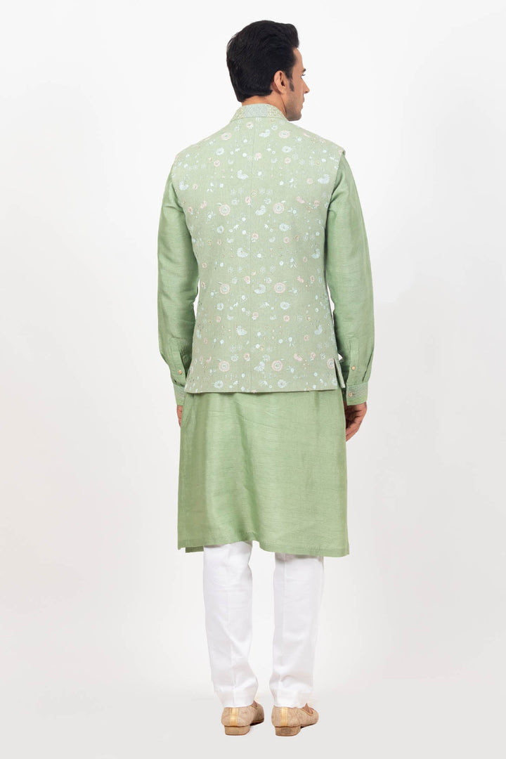 Geen Abstract Machine & Hand Embroidered Bundi Kurta set