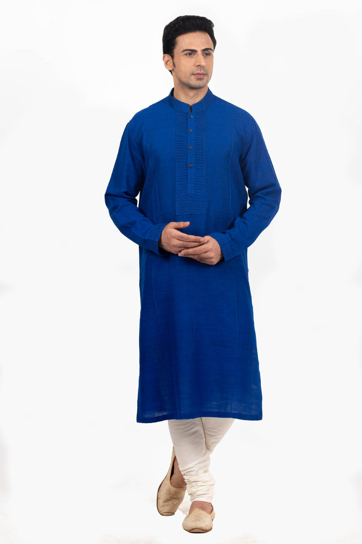 Electric Blue Multicolored Bundi Kurta Set
