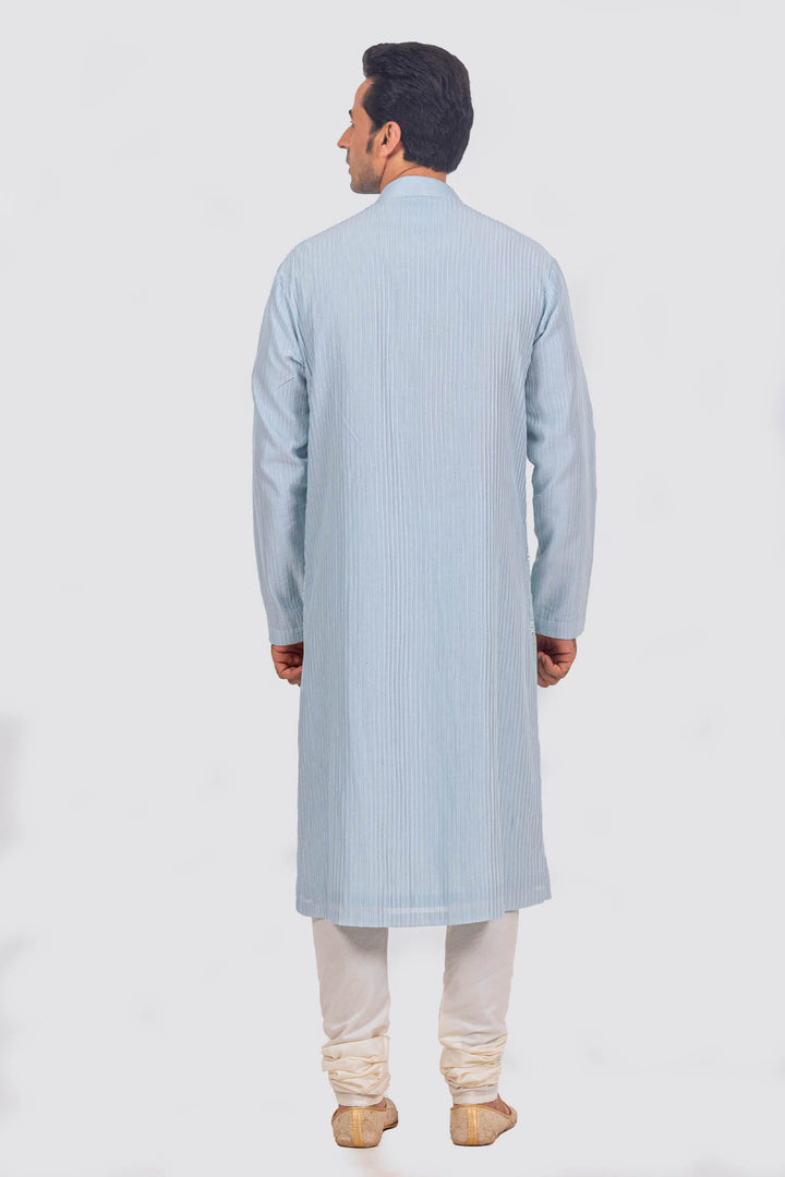 Skyblue Heavy Mirror Embroidered Kurta Set