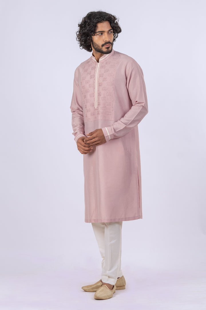 LIGHT ONION PINK PINTUCK NICKLINE KURTA (only kurta)