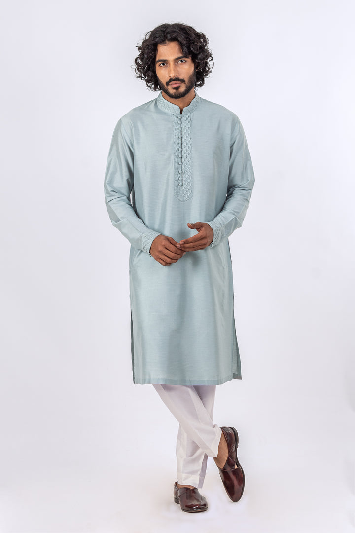 GRAY PINTUX NECKLUNE KURTA (only kurta)