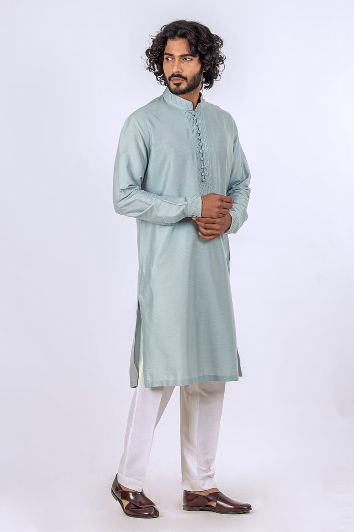 GRAY PINTUX NECKLUNE KURTA (only kurta)