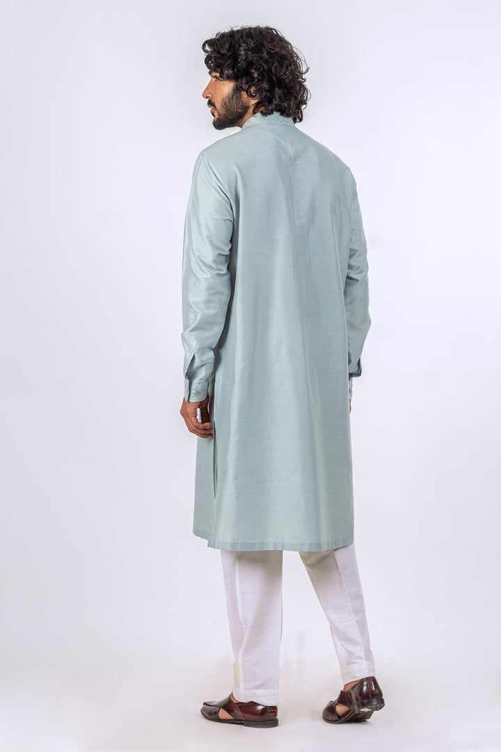 GRAY PINTUX NECKLUNE KURTA (only kurta)