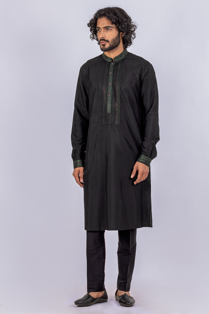 BLACK PINTUCK NECKLINE KURTA (only kurta)