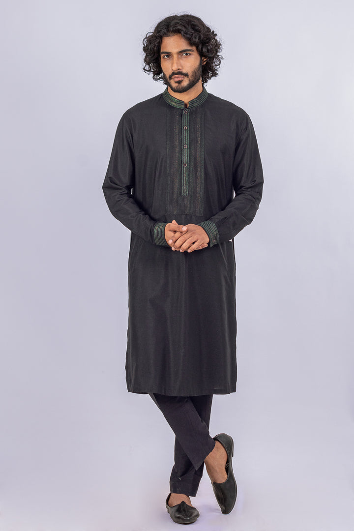 BLACK PINTUCK NECKLINE KURTA (only kurta)