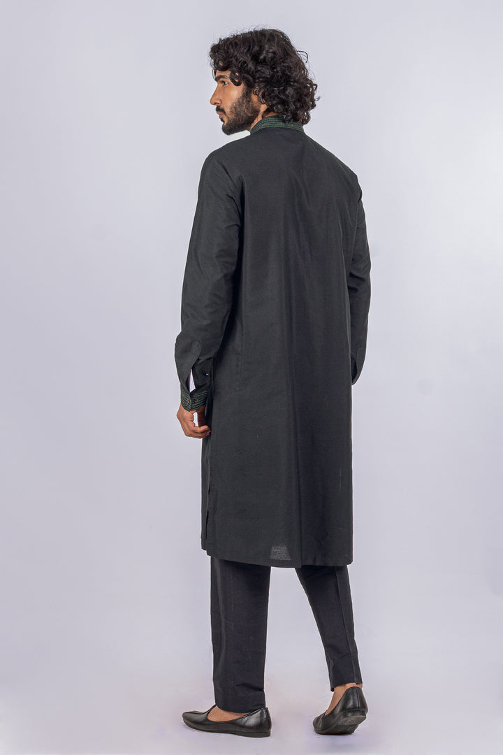 BLACK PINTUCK NECKLINE KURTA (only kurta)