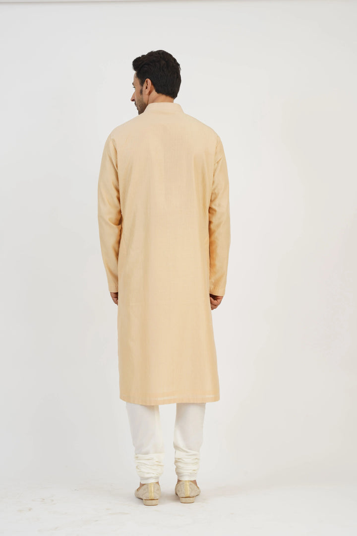 Beige Aari Embroidered Kurta Set