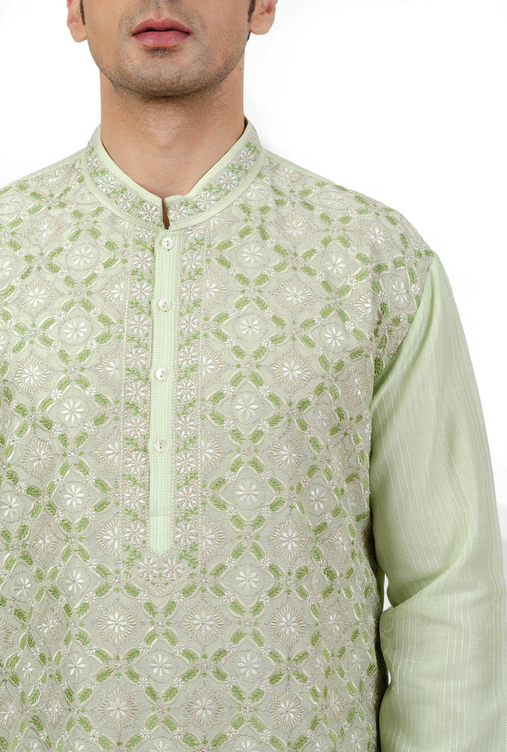 Green Jaal Heavy Embroidered Kurta Set