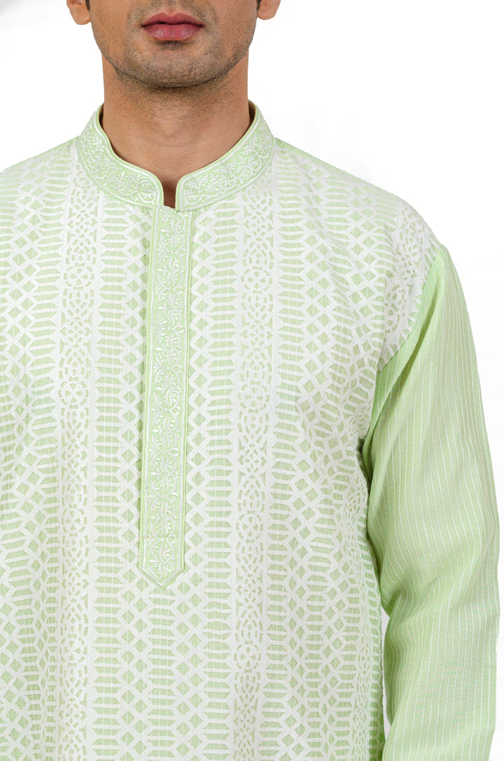 Green Lazer cut Kurta Set