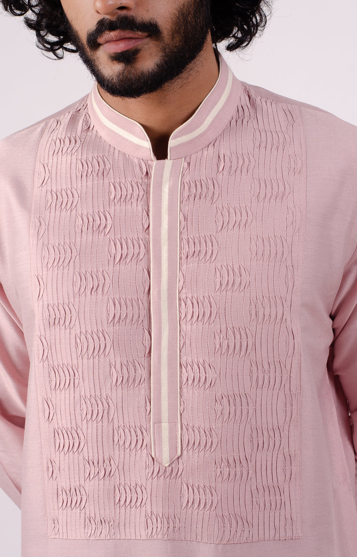 LIGHT ONION PINK PINTUCK NICKLINE KURTA (only kurta)