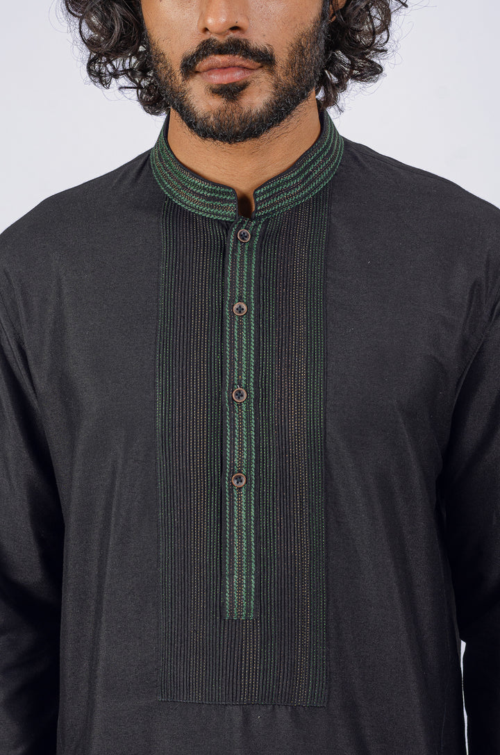 BLACK PINTUCK NECKLINE KURTA (only kurta)