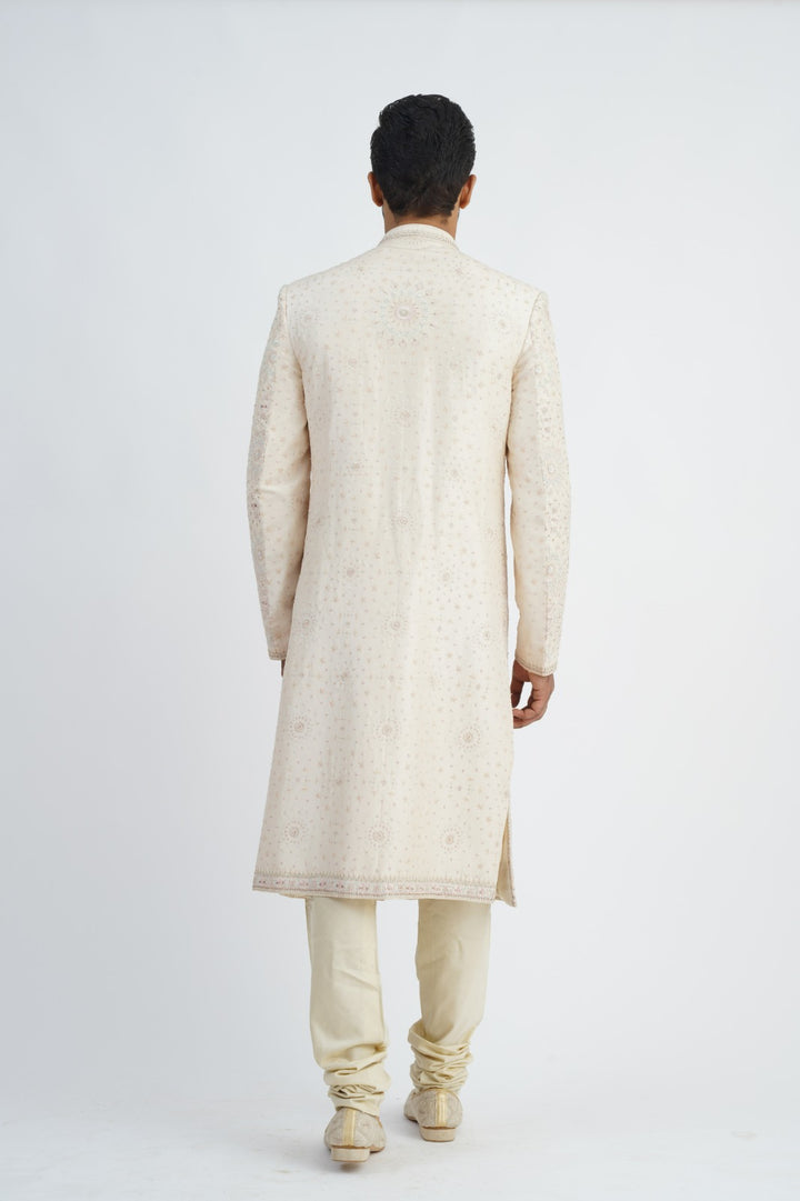 Ivory Embroidered Sherwani Set
