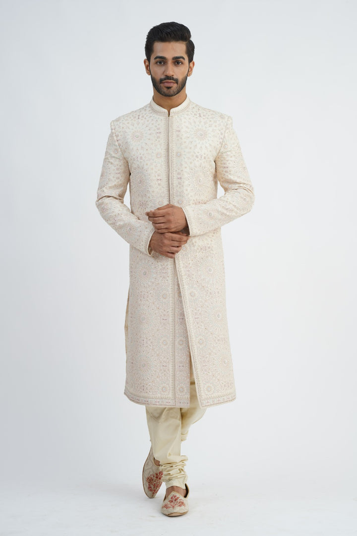 Ivory Embroidered Sherwani Set