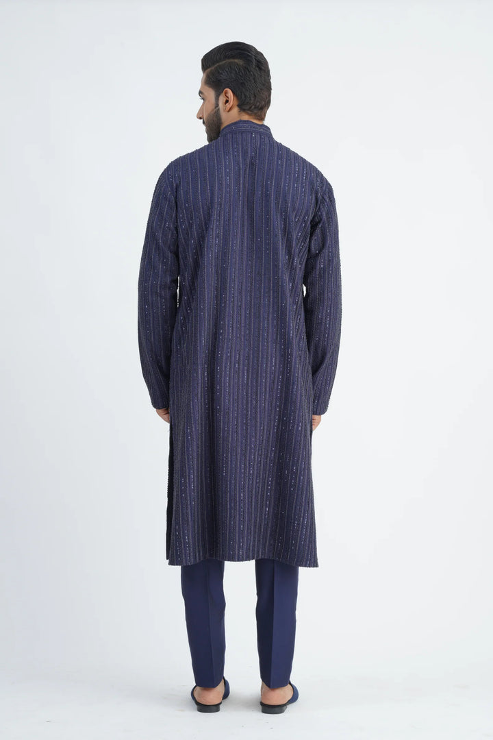 Navy Blue Sequined Kurta Set