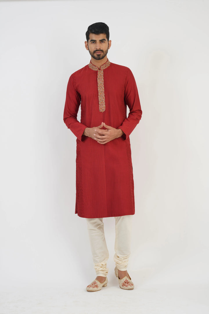 Offwhite Multicoloured Kashmiri Bundi Kurta Set
