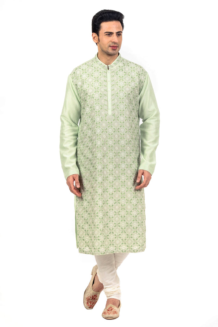 Green Jaal Heavy Embroidered Kurta Set