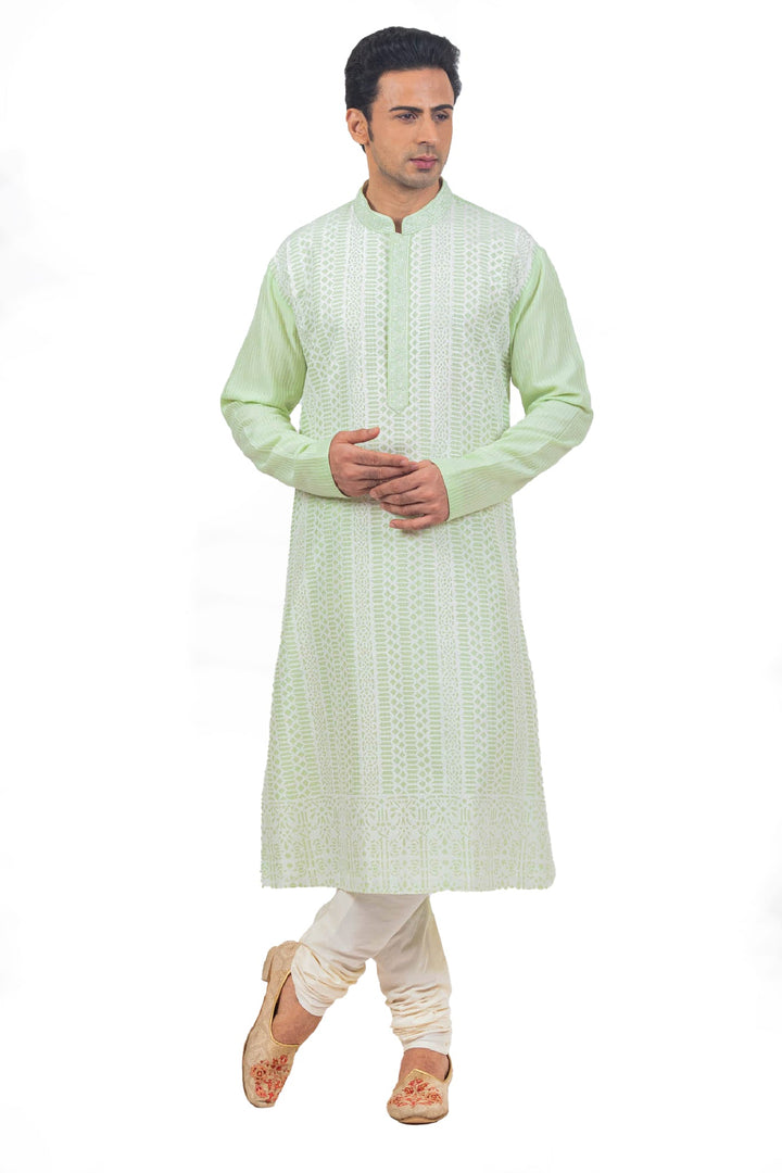 Green Lazer cut Kurta Set