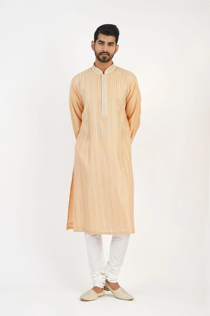 Peach Embroidered Kurta Set