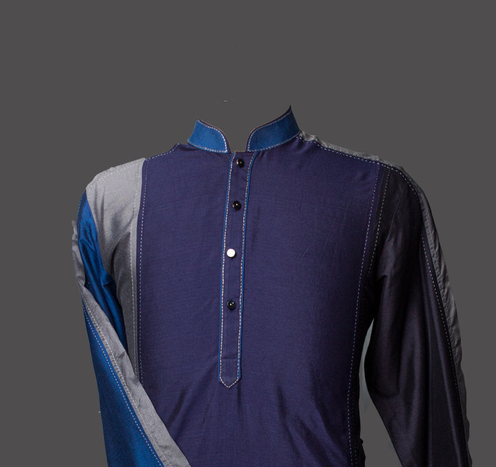 Multicolor Cotton Silk Kurta Set with Kantha Detailing & Cutwork Design