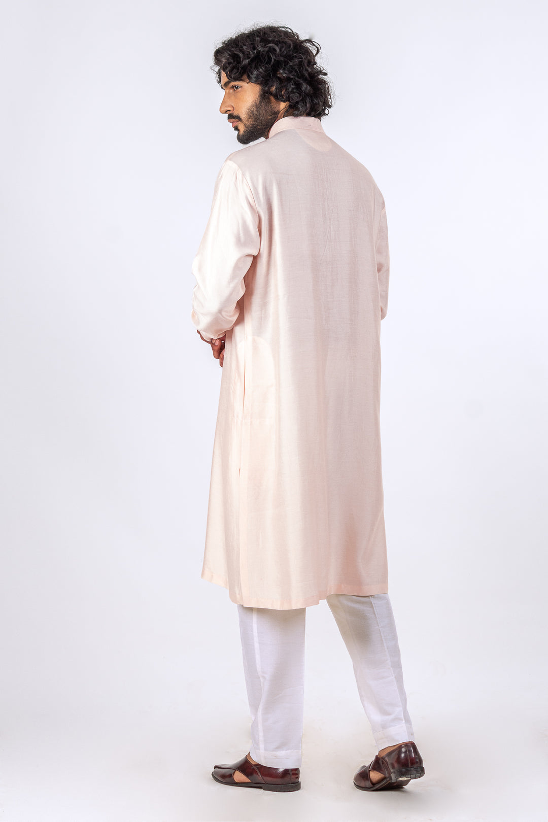 LIGHT PINK PINTUCK NECKLINE KURTA (only kurta)