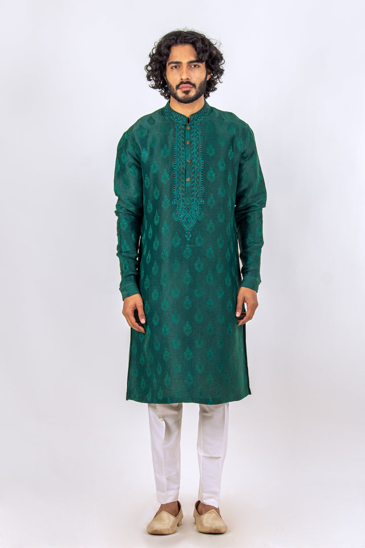 MACHINE EMBROIDERED NECKLINE KURTA (only kurta)