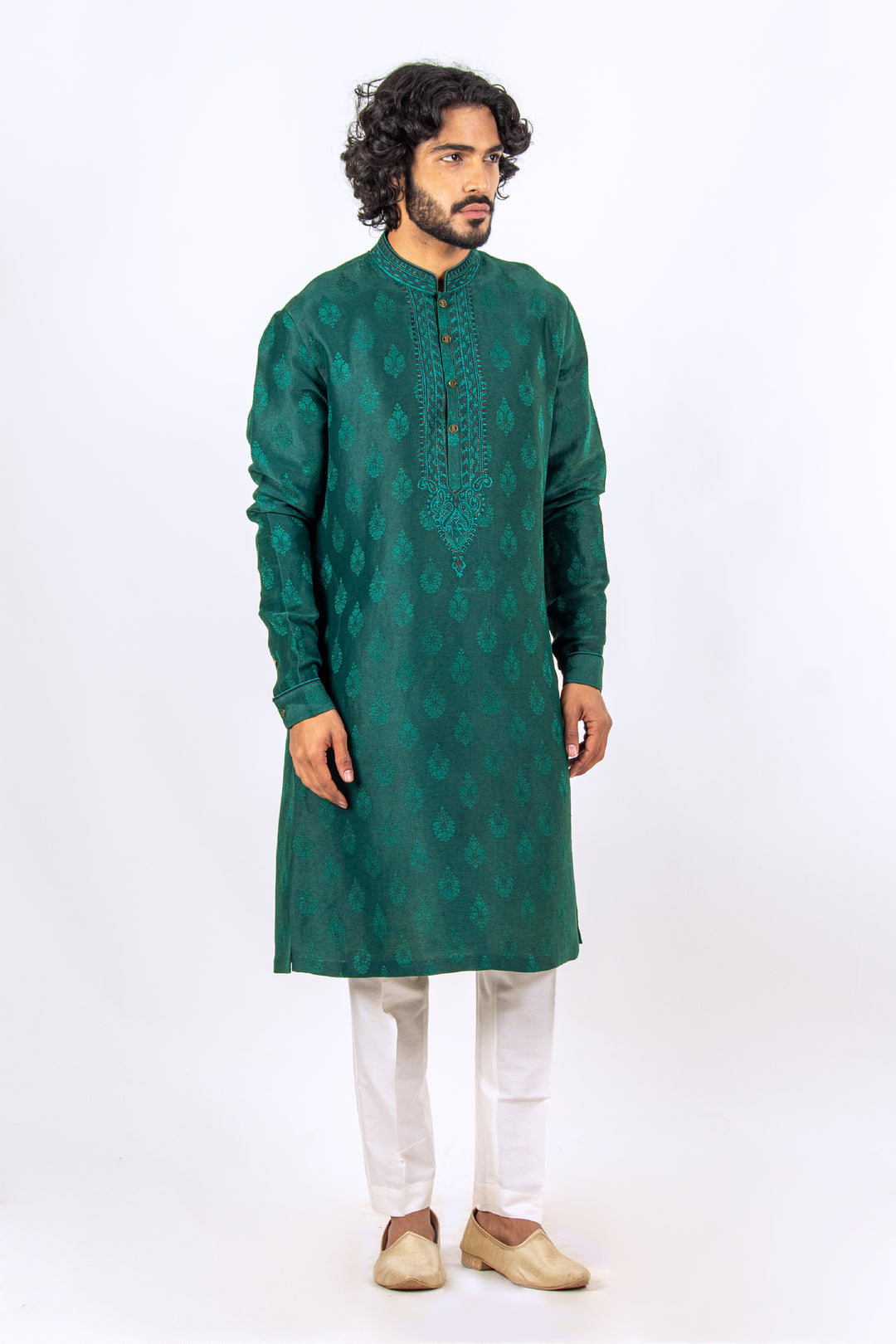 MACHINE EMBROIDERED NECKLINE KURTA (only kurta)