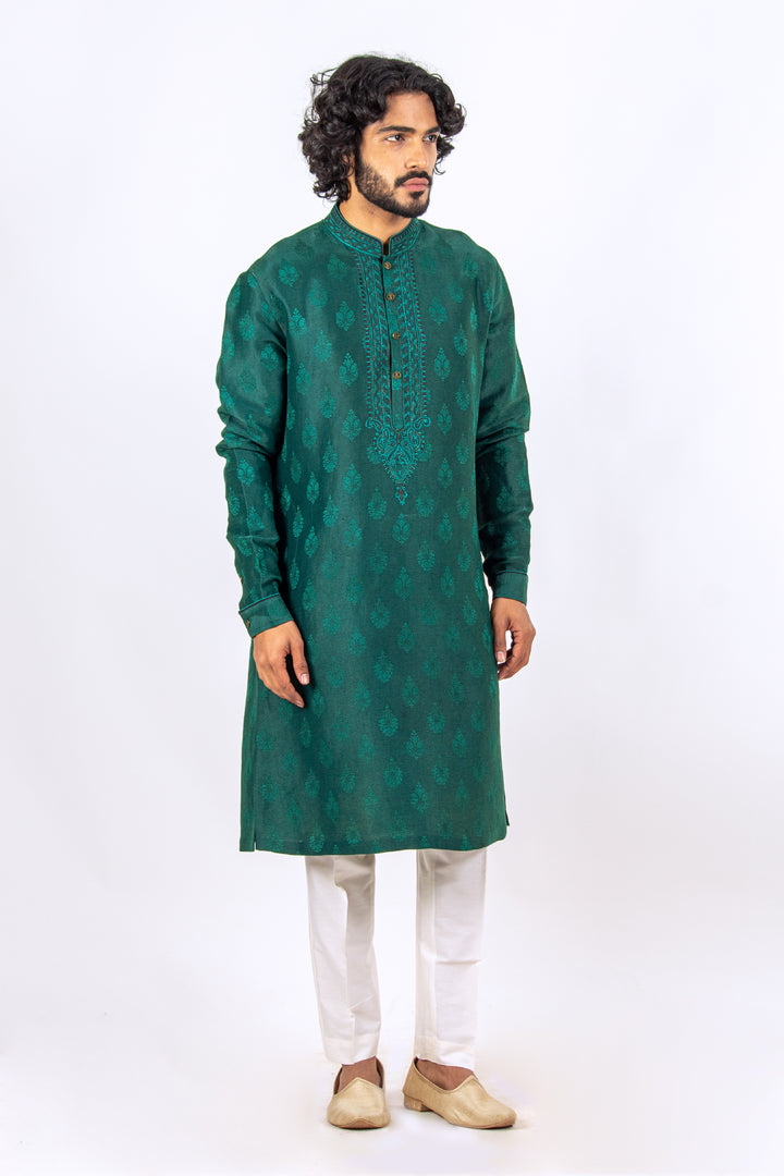 MACHINE EMBROIDERED NECKLINE KURTA (only kurta)