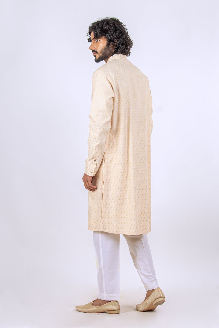 PEACH MACHINE EMBROIDERED NECKLINE KURTA (only kurta)
