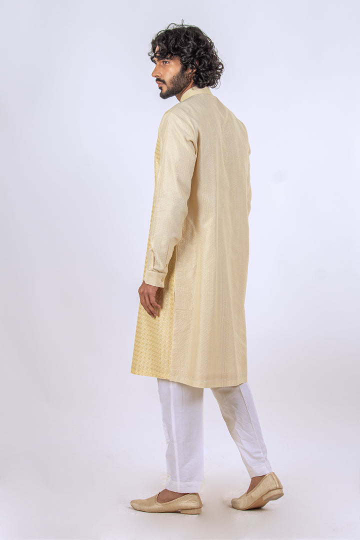 LIGHT YELLOW ALLOVER MACHINE EMBROIDERY (only kurta)