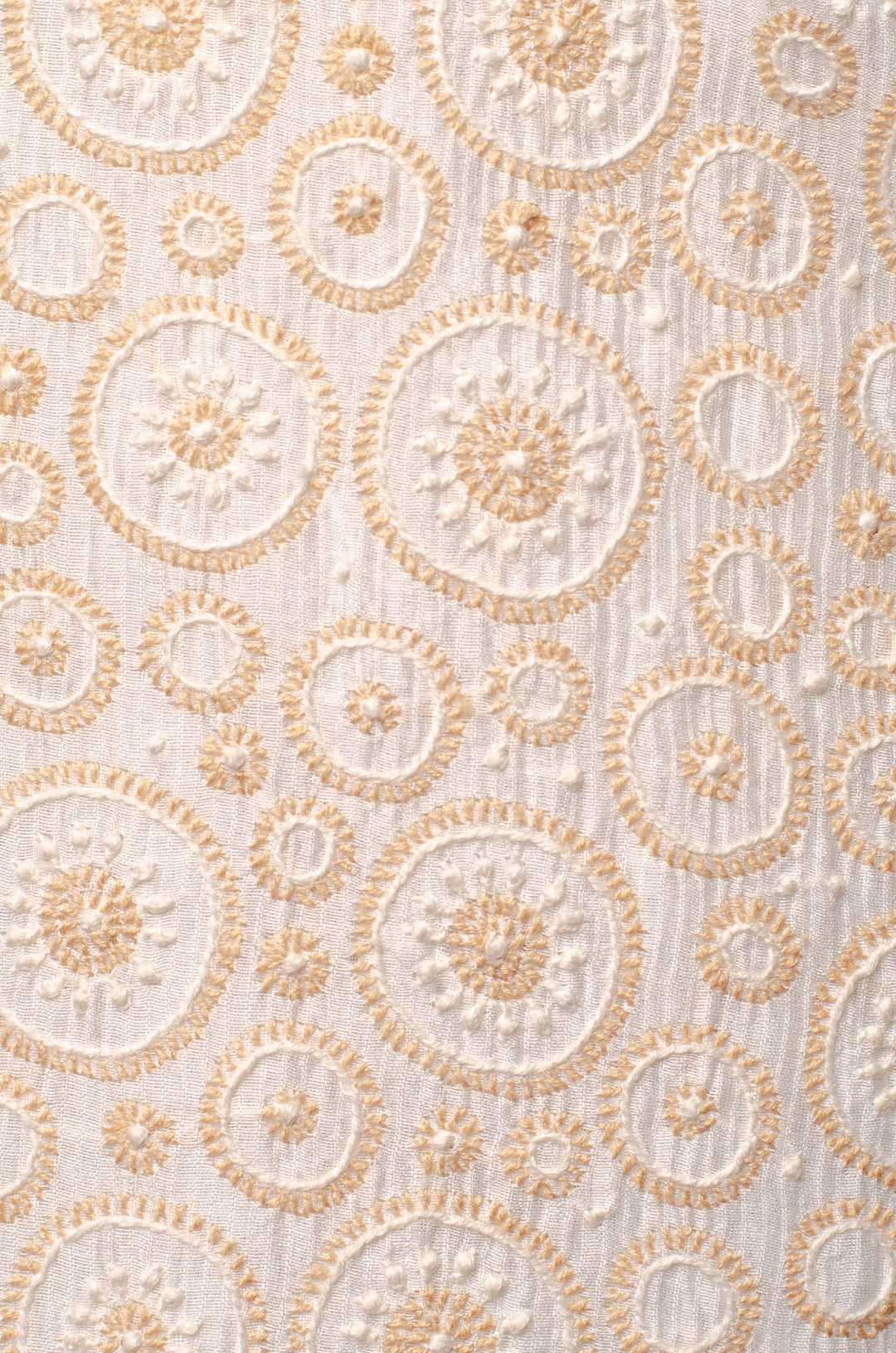 Off-White Chanderi Stripe Kurta Set with Lucknowi Embroidery