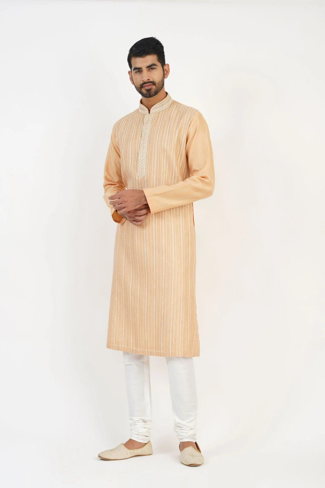 Peach Embroidered Kurta Set