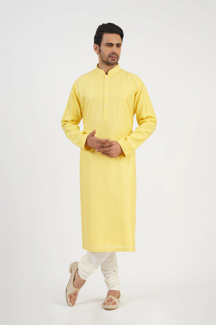 Yellow Embroidered Kurta