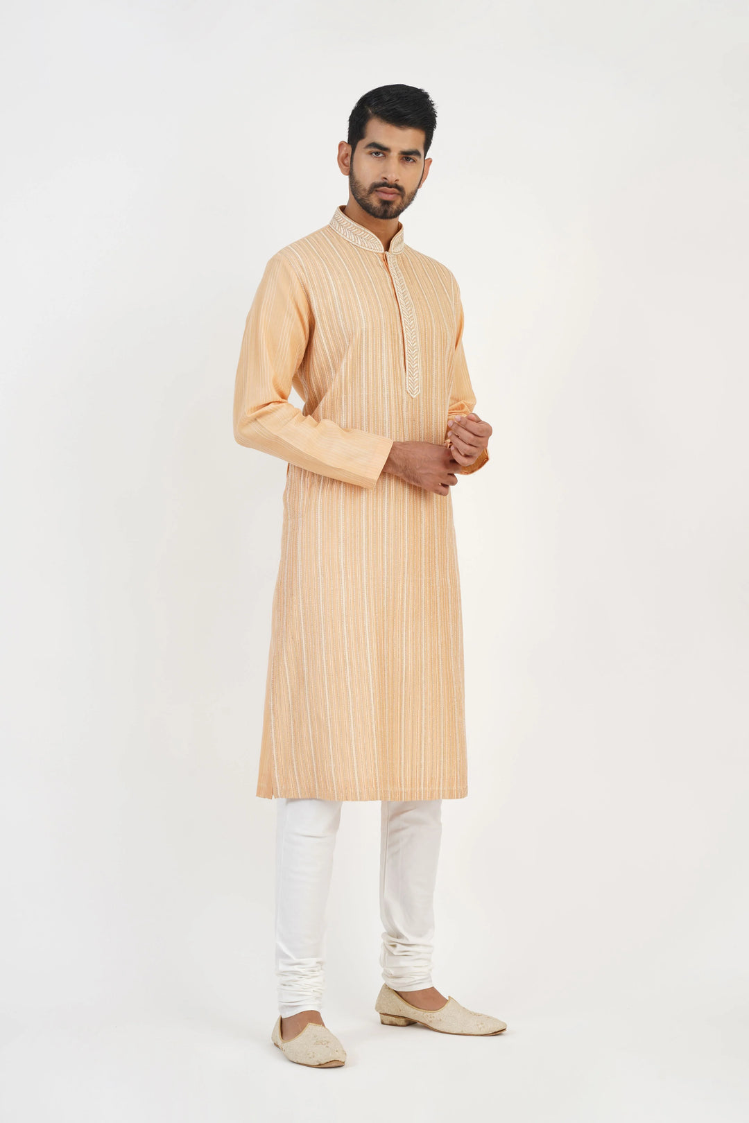 Peach Embroidered Kurta Set