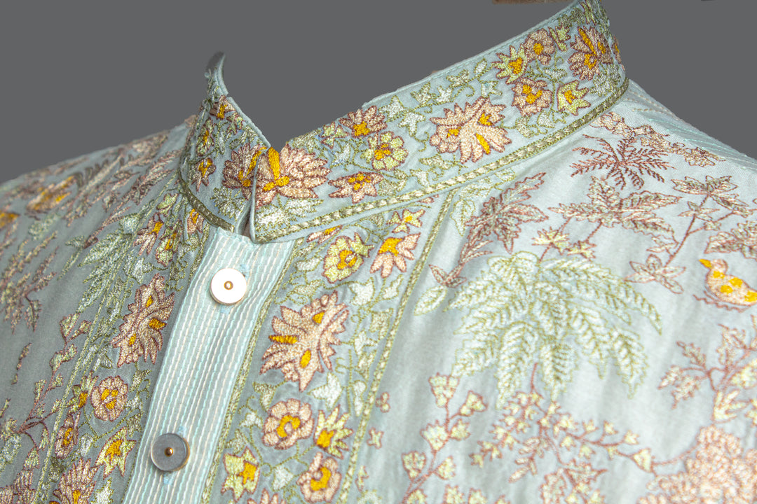 Aqua Chanderi Kurta Set