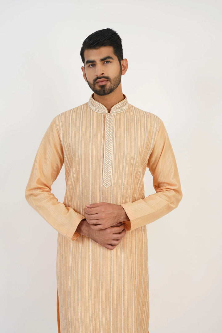 Peach Embroidered Kurta Set