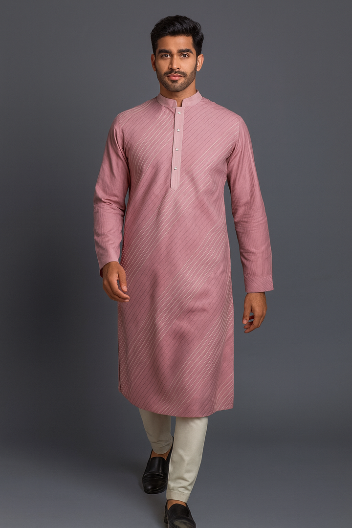 Pink Cotton Silk Kurta Set
