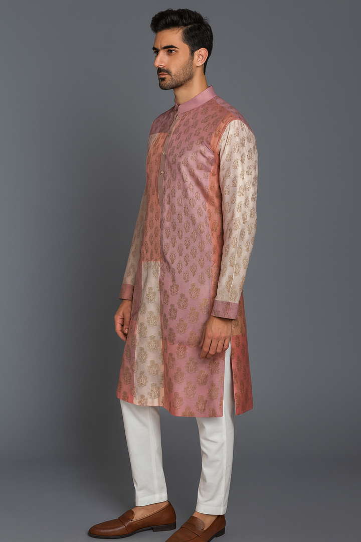 Multi-Colored Cotton Silk Kurta Set