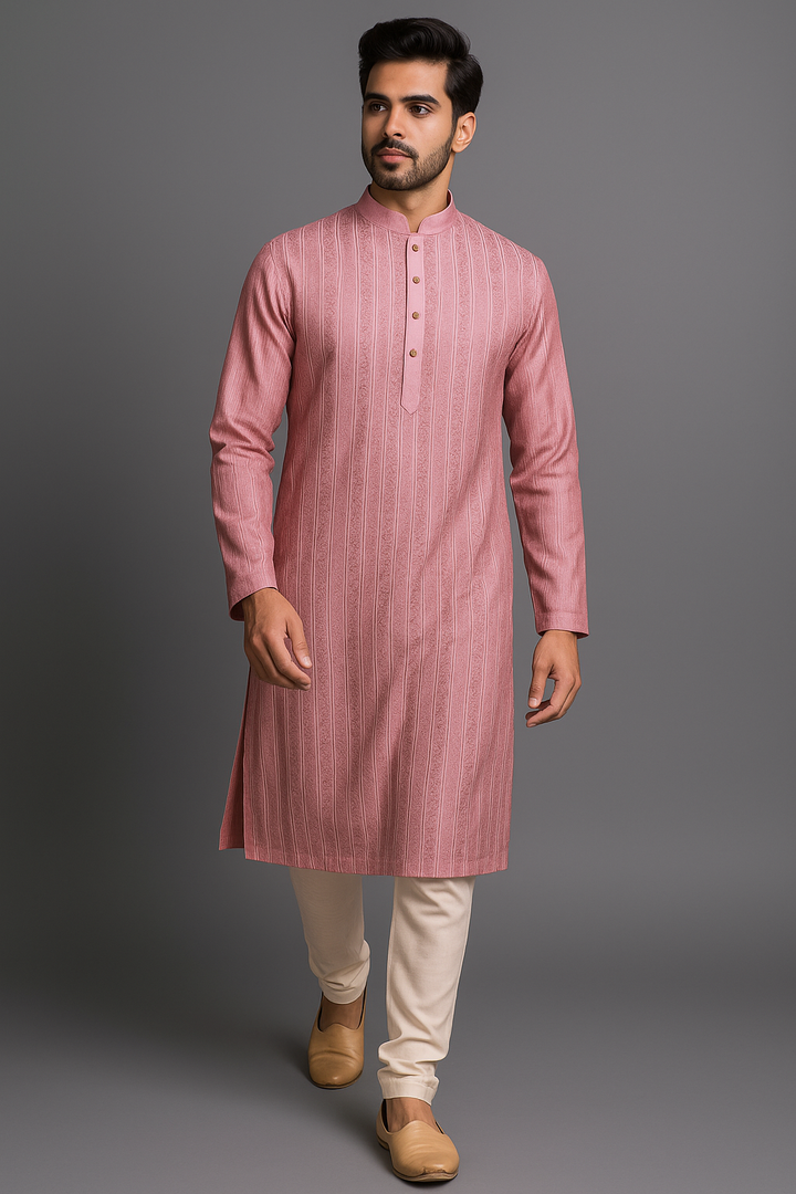 Onion Pink Cotton Silk Kurta