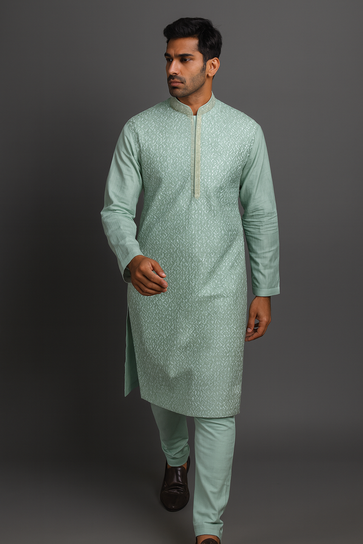 Sky Blue Chanderi Kurta Set
