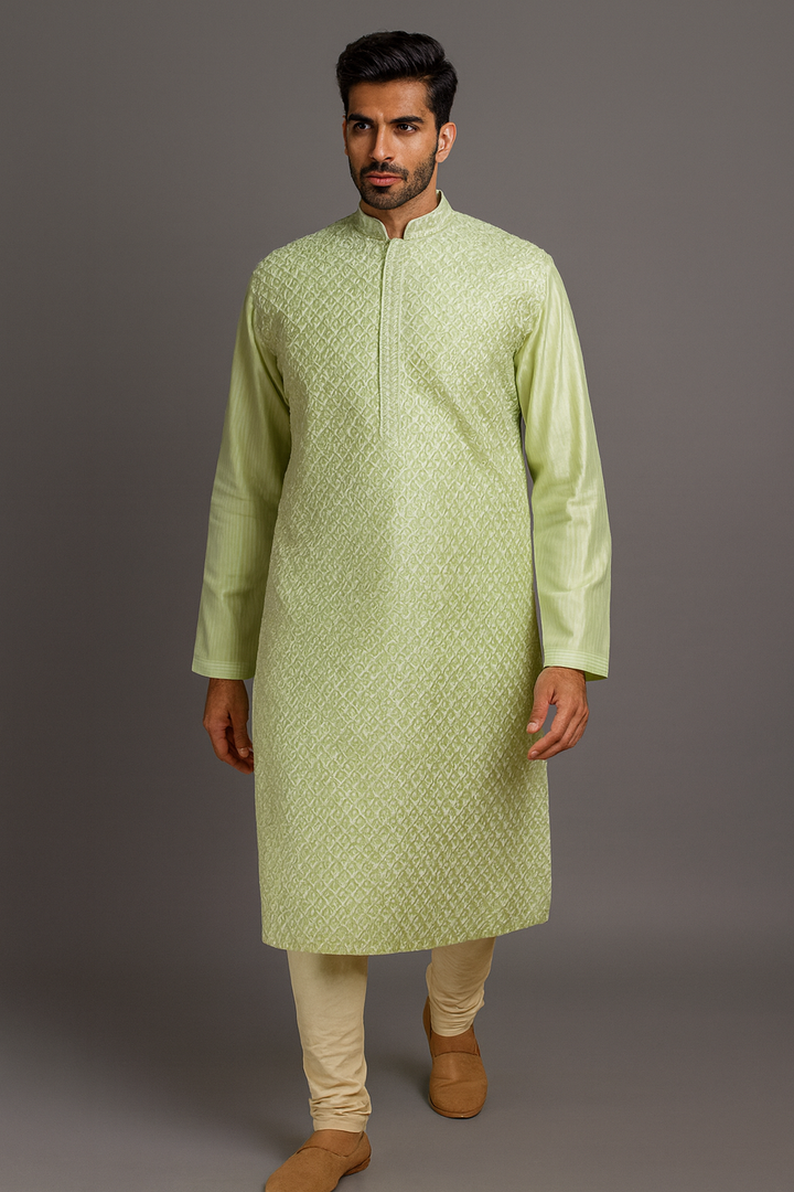 Mint Green Chanderi Kurta Set