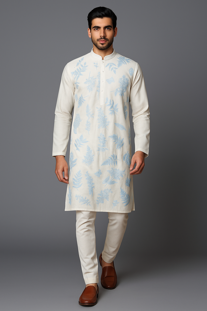 Off-White Chanderi Kurta Set