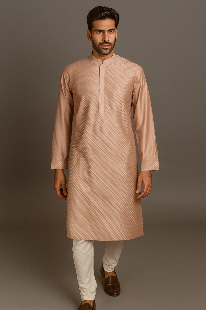 Light Brown Cotton Silk Kurta Set