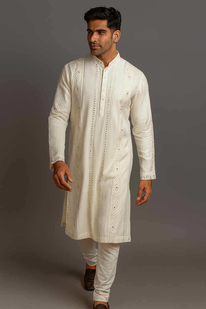 Off-White Chanderi Kurta Set