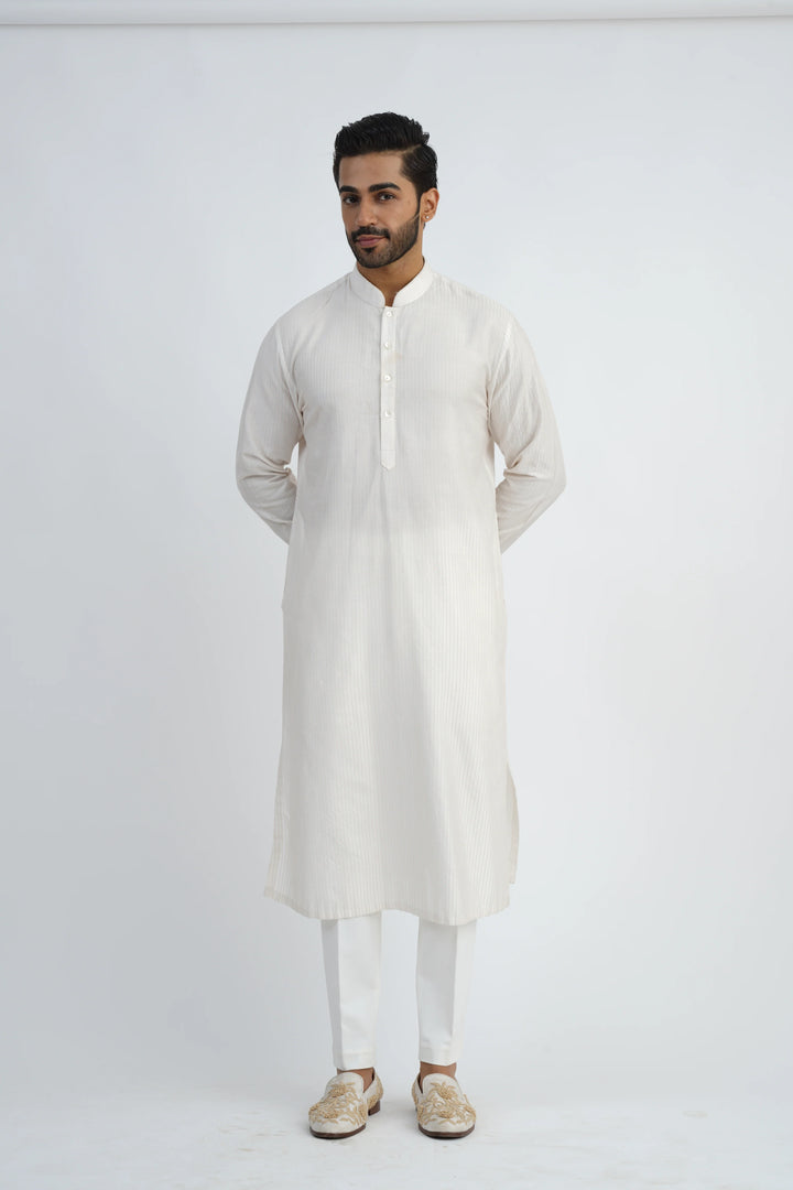Light Pink Textured Bundi Kurta set