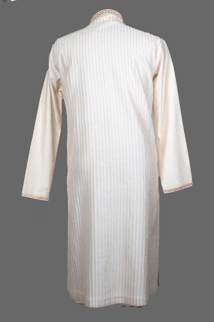 Off-White Chanderi Kurta for Men | Hand Embroidered Pintuck Kurta | Luxury Wedding & Festive Wear