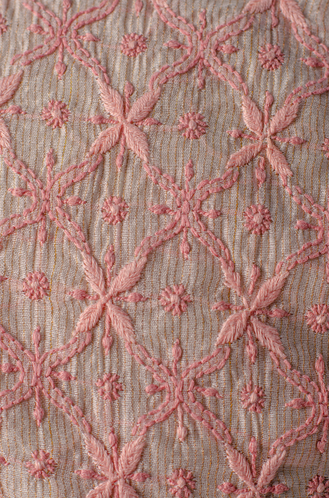 Men's Off-White Chanderi Kurta Set with All-Over Hand Chikankari Embroidery