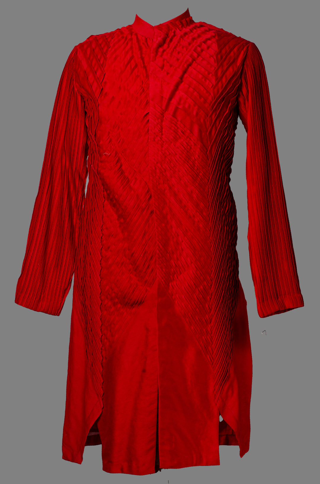 Red Chanderi Kurta Set with All-Over Pintuck Detailing