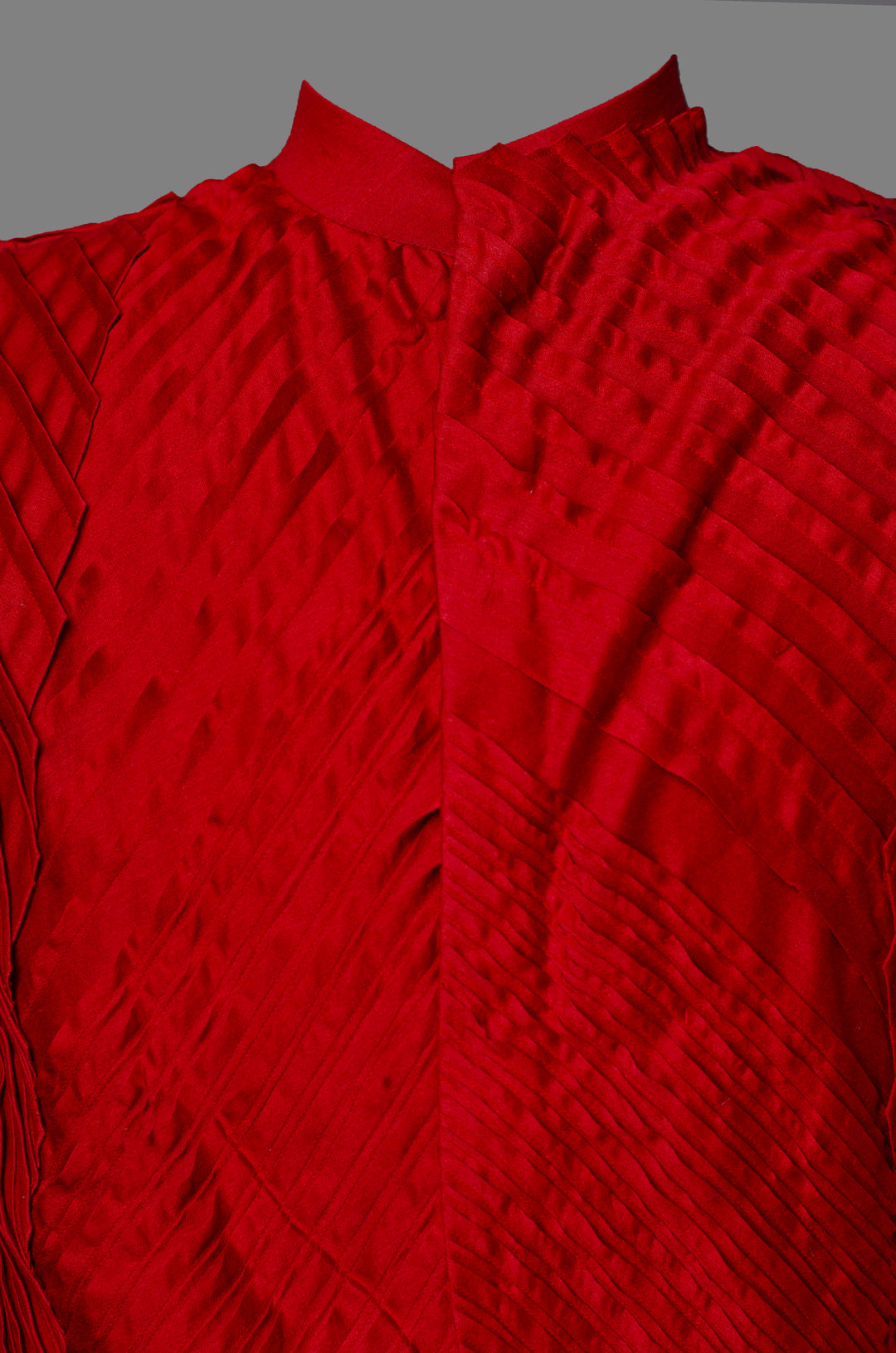 Red Chanderi Kurta Set with All-Over Pintuck Detailing