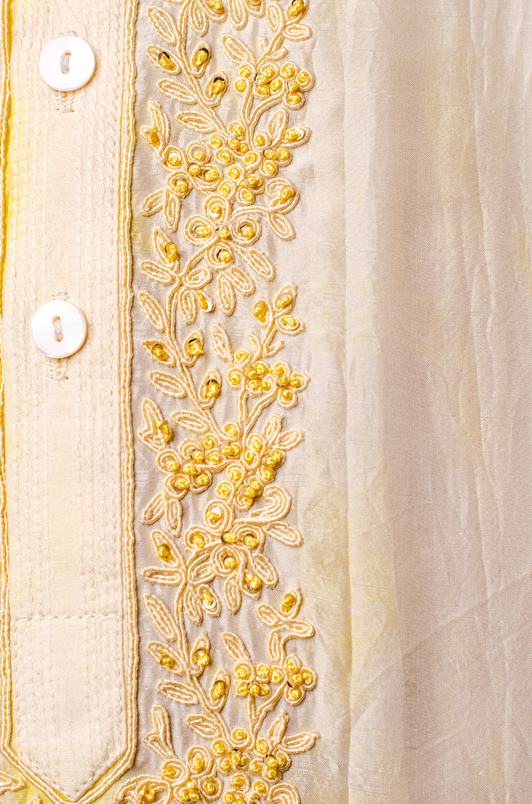 Yellow Tie & Dye Silk Kurta Set with Hand & Machine Embroidery